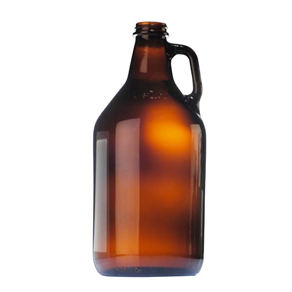 64OZ AMBER REFILLABLE ROUND BEER JUG 38405 NECK INFO