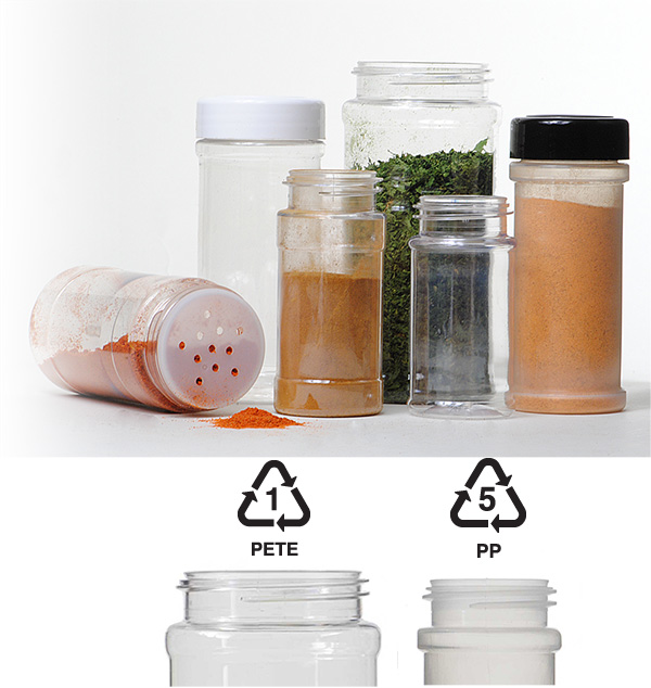 8oz Natural PP Plastic Spice Jars (Black Cap) - Natural 53-485