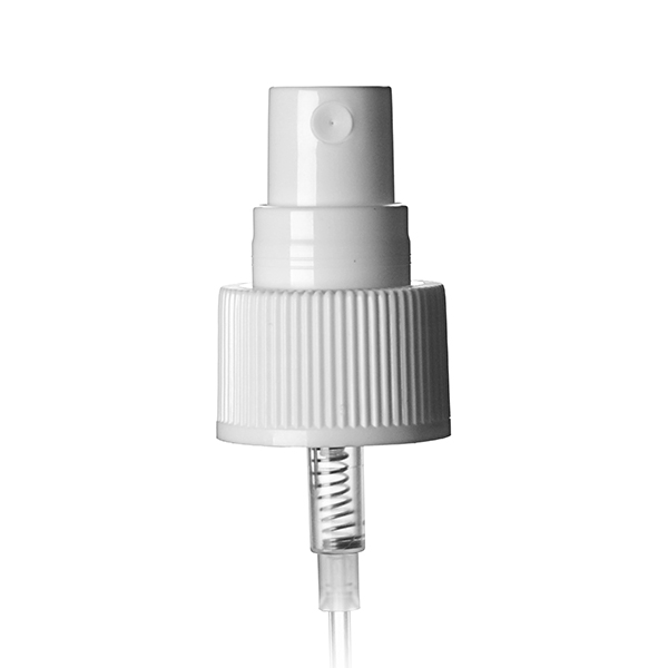 24-410 WHITE RIB SIDE PP PLASTIC FINE MIST SPRAYER WITH CLEAR DUST COVER 0.15CC OUTPUT - 10" DIP TUBE-detail image