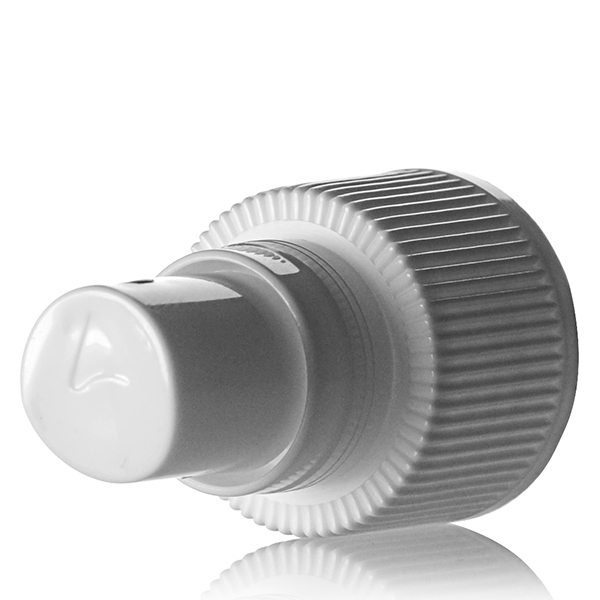24-410 WHITE RIB SIDE PP PLASTIC FINE MIST SPRAYER WITH CLEAR DUST COVER 0.15CC OUTPUT - 10" DIP TUBE-detail image