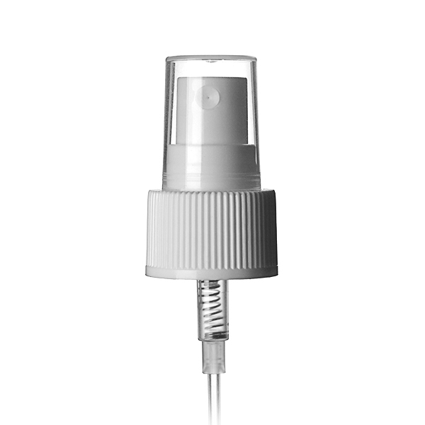 24-410 WHITE RIB SIDE PP PLASTIC FINE MIST SPRAYER WITH CLEAR DUST COVER 0.15CC OUTPUT - 10" DIP TUBE