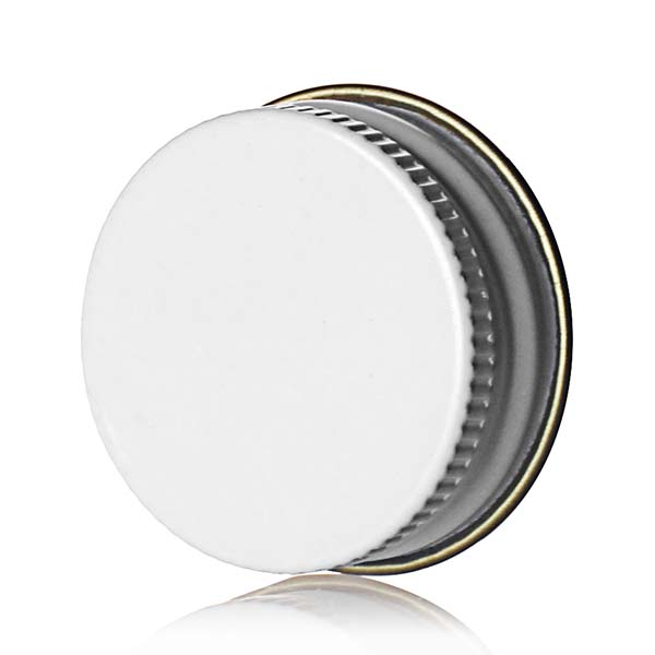 28-400 WHITE THREADS AND KNURLED EDGE METAL PULP AND POLY LINER