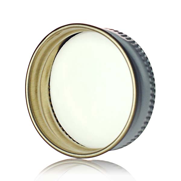 28-400 WHITE THREADS AND KNURLED EDGE METAL PULP AND POLY LINER-detail image