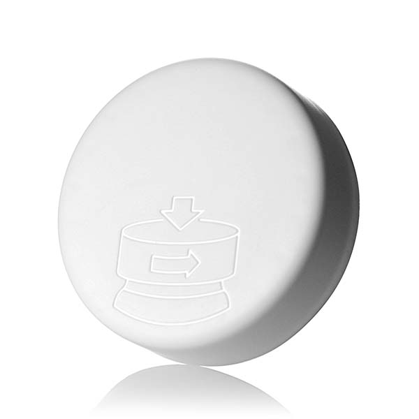 53-400 WHITE PICTORIAL TOP PUSH DOWN AND TURN CRC CAP - F217 LINER