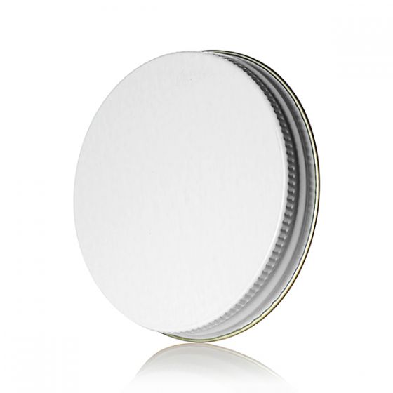 63-400 WHITE THREADS AND KNURLED EDGE TIN PLATE METAL SCREW CAP - PULP AND POLY LINER
