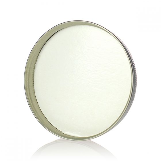 63-400 WHITE THREADS AND KNURLED EDGE TIN PLATE METAL SCREW CAP - PULP AND POLY LINER-detail image