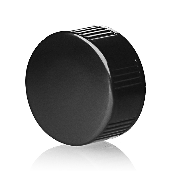 24-400 BLACK RIB SIDE SMOOTH TOP PHENOLIC CAP - TAPERSEAL (LDPE CONE) LINER