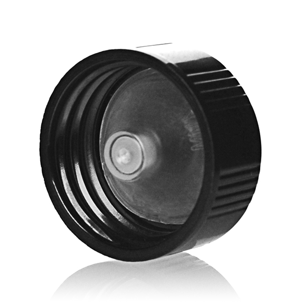 24-400 BLACK RIB SIDE SMOOTH TOP PHENOLIC CAP - TAPERSEAL (LDPE CONE) LINER-detail image