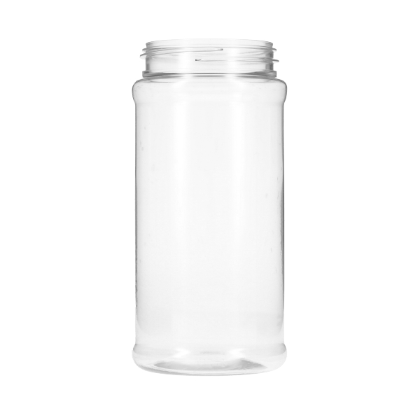 16oz Clear Pet Plastic Spice Jars (Red Cap) - Clear 63-485