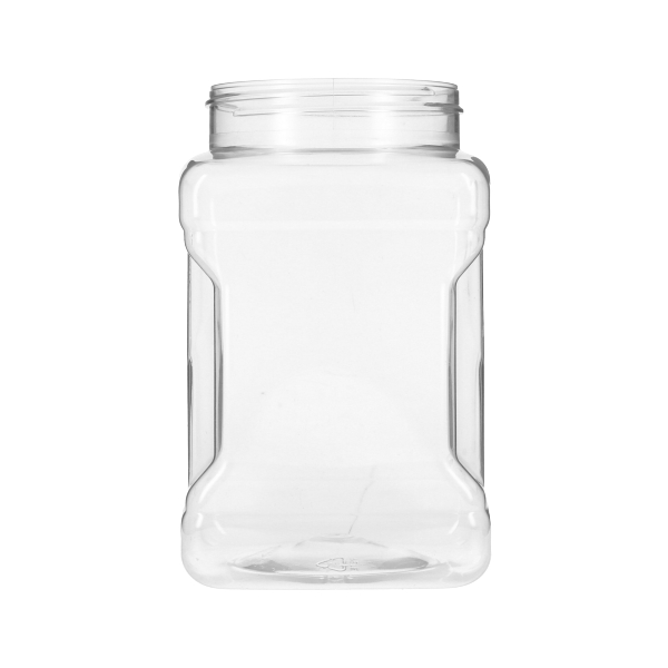 48OZ CLEAR PET PINCH SPICE SQUARE PLASTIC JAR - 89-400 NECK