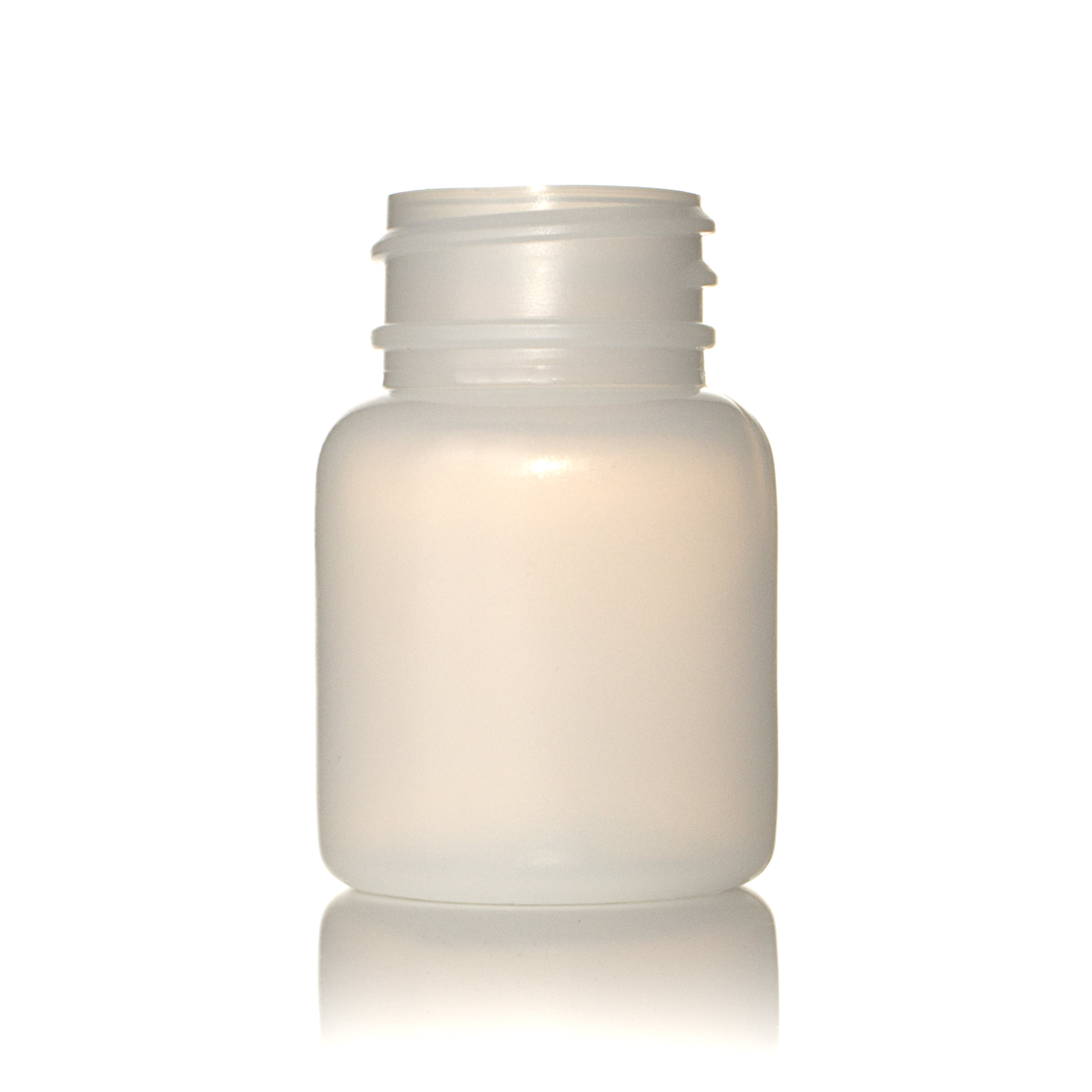 30CC NATURAL TAKE-HOME PACKER ROUND HDPE WITH 28MM NECK