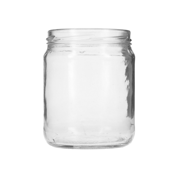 16OZ FLINT GLASS STEEP SHOULDER ROUND JAR - 82-2040 NECK-detail image