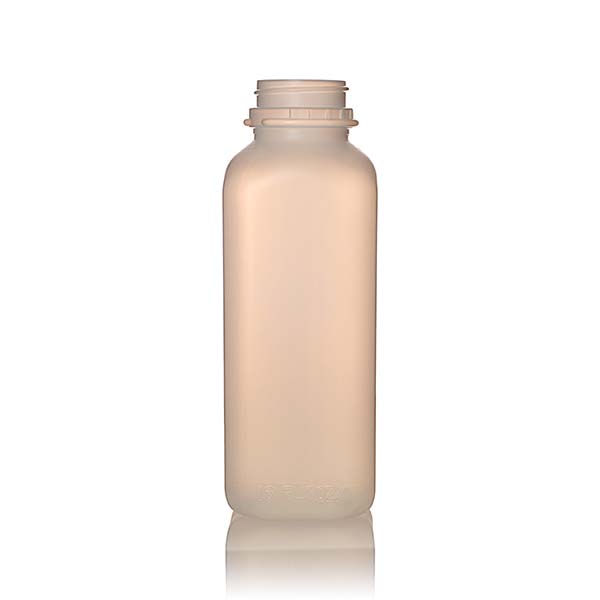 16OZ NATURAL TALL SQUARE PLASTIC JUICE BOTTLE -38-400 TE NECK
