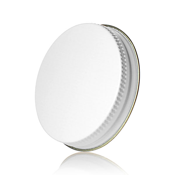53-400 WHITE THREADS AND KNURLED EDGE TIN PLATE METAL SCREW CAP - PULP AND ALUMINUM LINER