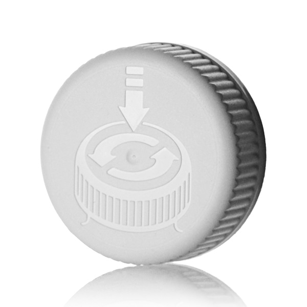 38-400 WHITE RIB SIDE / PICTORIAL TOP PP VISTA CHILD-RESISTANT CLOSURE