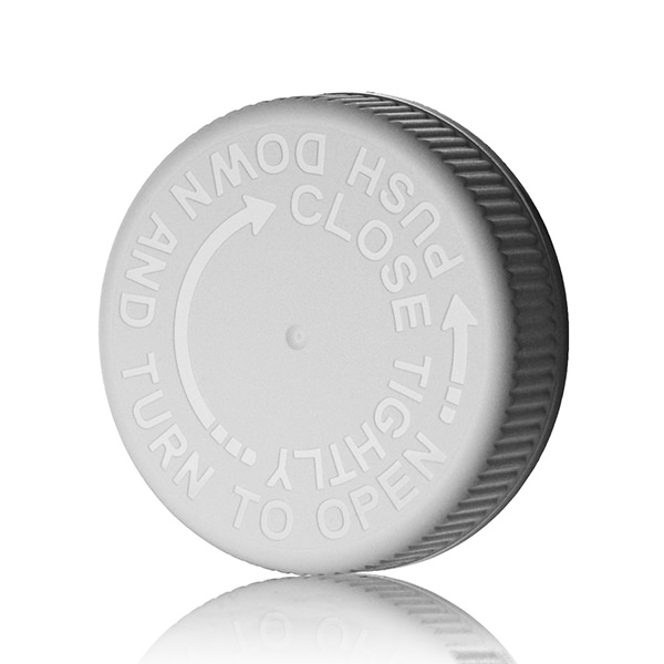 53-400 WHITE RIB SIDE / TEXT TOP PP VISTA CHILD-RESISTANT CLOSURE