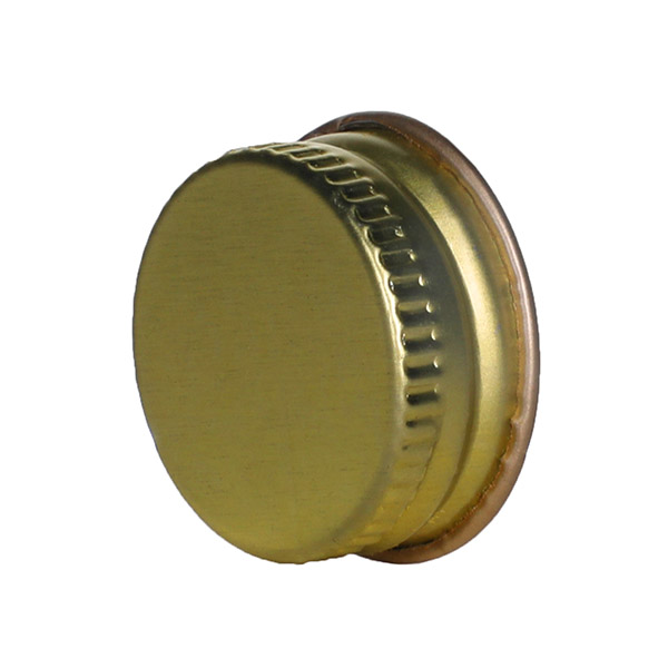 24-400 GOLD THREADS AND KNURLED EDGE TIN PLATE METAL SCREW CAP - F217 LINER