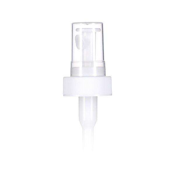28-400 WHITE PP RIB SIDE HIGH OUTPUT MIST SPRAYER WITH OVERCAP WITH 7" DIP TUBE LENGTH 0.6 - 0.8ML OUTPUT