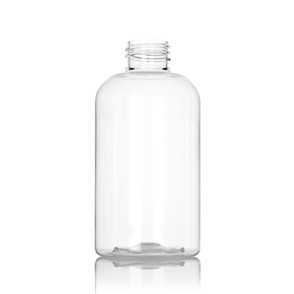 6OZ CLEAR PET SQUAT BOSTON ROUND - 24-410 NECK