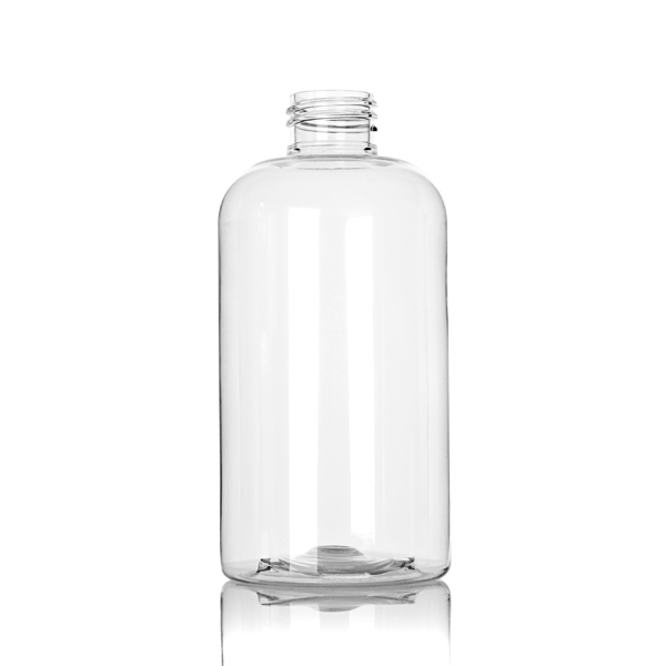 8OZ CLEAR PET SQUAT BOSTON ROUND - 24-410 NECK