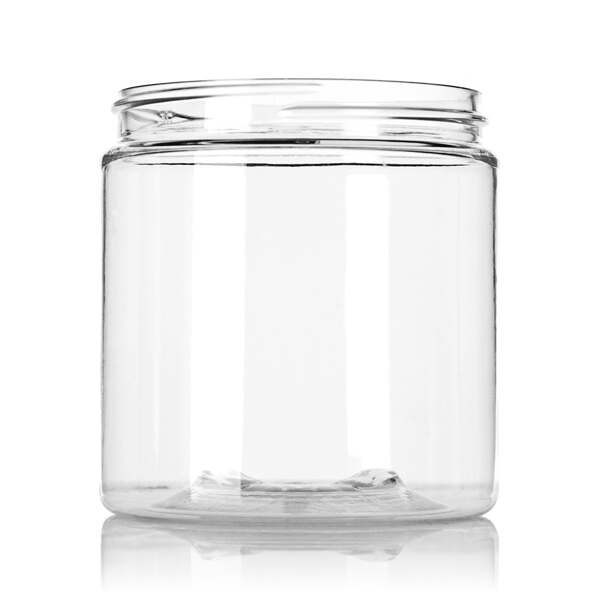 8OZ CLEAR PET 35 PERCENT PCR STRAIGHT SIDED JAR  ROUND - 70-400 NECK