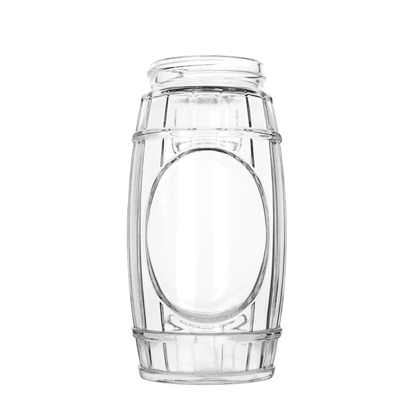 750ML FLINT GLASS BARREL JAR ROUND - 70-405 NECK