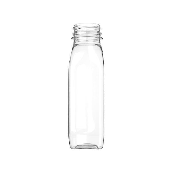 55640009 : 8OZ CLEAR PET TALL MILKMAN BEVERAGE BOTTLE SQUARE - 38-DS NECK