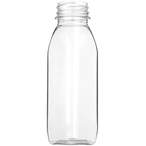 8OZ CLEAR PET TALL MILKMAN BEVERAGE BOTTLE SQUARE - 38-DS NECK-detail image