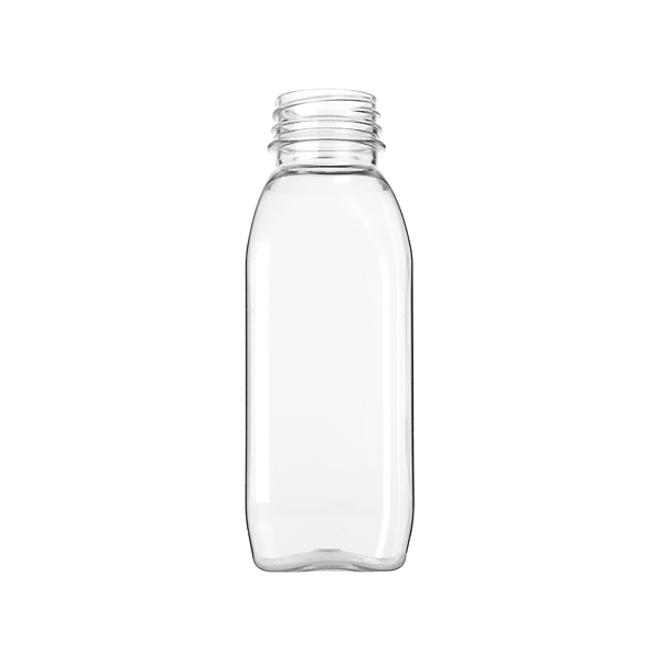 12OZ CLEAR PET TALL MILKMAN BEVERAGE BOTTLE SQUARE - 38-DS NECK