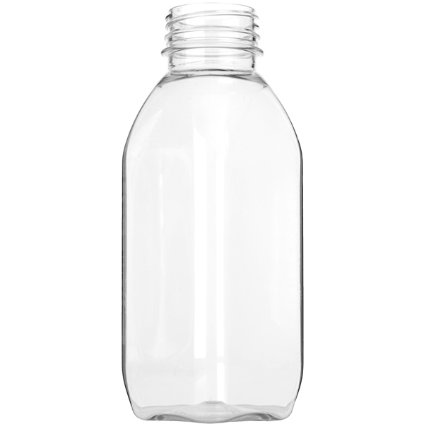 12OZ CLEAR PET TALL MILKMAN BEVERAGE BOTTLE SQUARE - 38-DS NECK-detail image