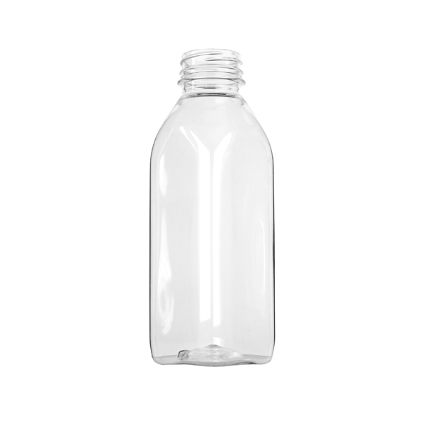 16OZ CLEAR PET TALL MILKMAN BEVERAGE BOTTLE SQUARE - 38-DS NECK-detail image