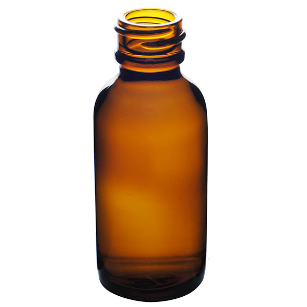 1OZ AMBER GLASS BOSTON ROUND - 20-405 NECK