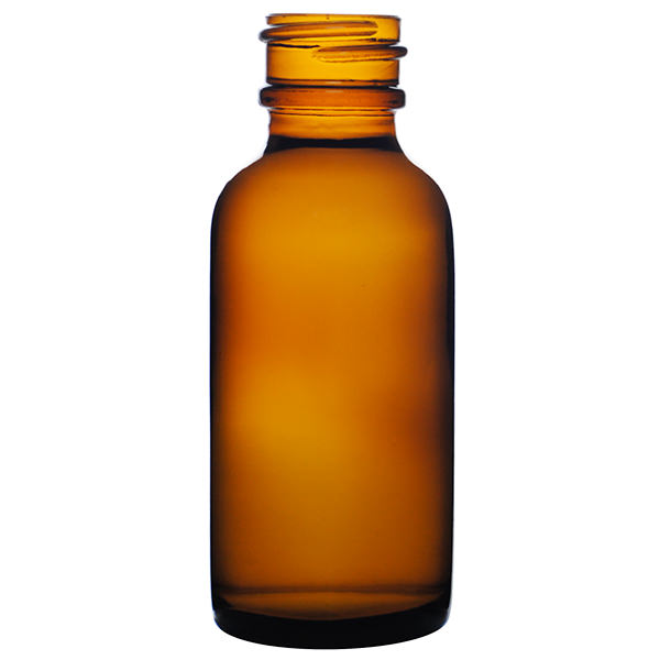 1OZ AMBER GLASS BOSTON ROUND - 20-405 NECK-detail image