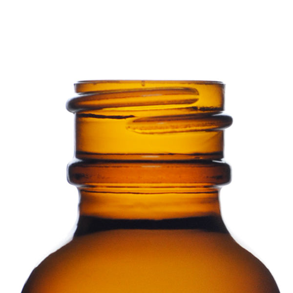 1OZ AMBER GLASS BOSTON ROUND - 20-405 NECK-detail image