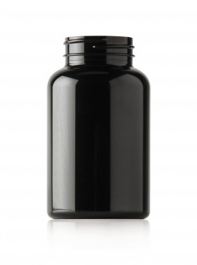 250CC AMBER PACKER ROUND PET PLASTIC BOTTLE - 45 400 NECK