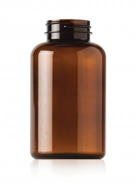 400CC AMBER PACKER ROUND PET PLASTIC BOTTLE - 45 400 NECK