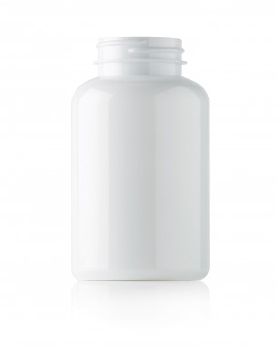 300CC WHITE PACKER ROUND PET PLASTIC BOTTLE - 45 400 NECK