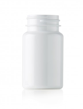 100CC WHITE PACKER ROUND PET PLASTIC BOTTLE - 38 400 NECK