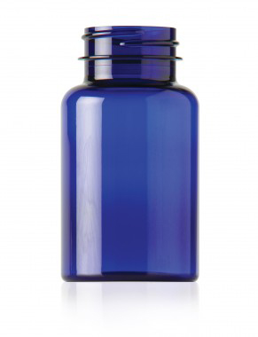 150CC COBALT BLUE PACKER ROUND PET PLASTIC BOTTLE - 38 400 NECK
