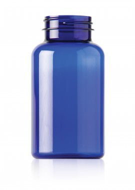 300CC COBALT BLUE PACKER ROUND PET PLASTIC BOTTLE - 45 400 NECK