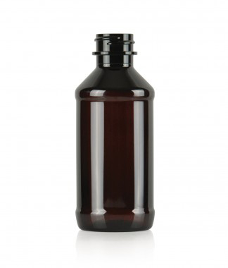 118.3CC AMBER MODERN ROUND PET PLASTIC BOTTLE - 24 400 NECK