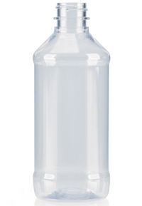 236.6CC CLEAR MODERN ROUND PET PLASTIC BOTTLE - 24 400 NECK