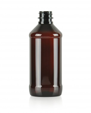 8OZ AMBER MODERN ROUND PET PLASTIC BOTTLE - 24 400 NECK