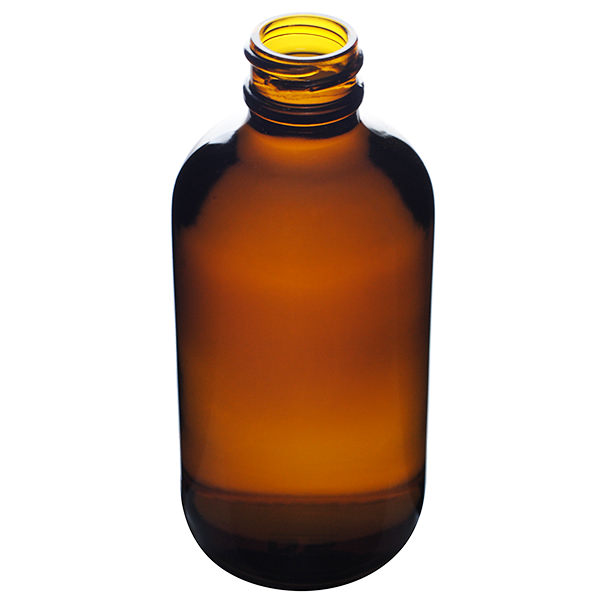 4OZ AMBER BOSTON ROUND GLASS BOTTLE - 22-405 NECK