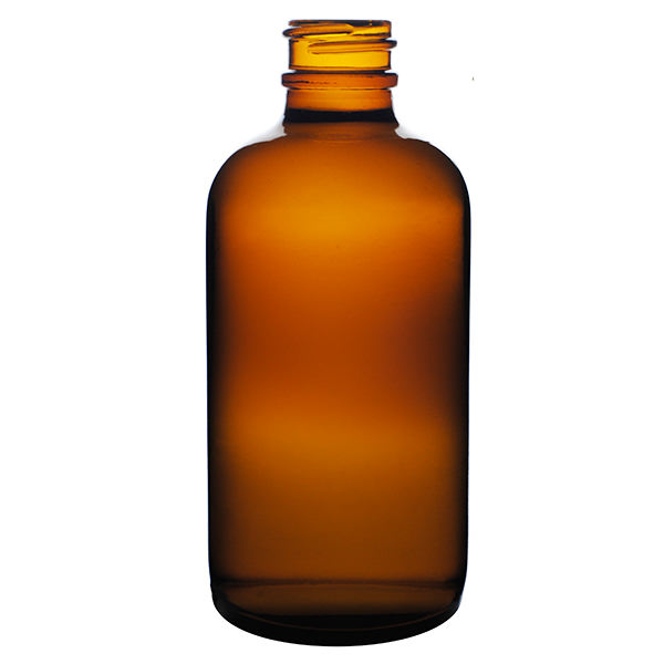 4OZ AMBER BOSTON ROUND GLASS BOTTLE - 22-405 NECK-detail image