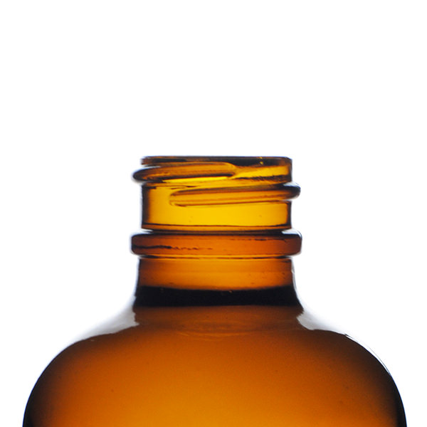 4OZ AMBER BOSTON ROUND GLASS BOTTLE - 22-405 NECK-detail image