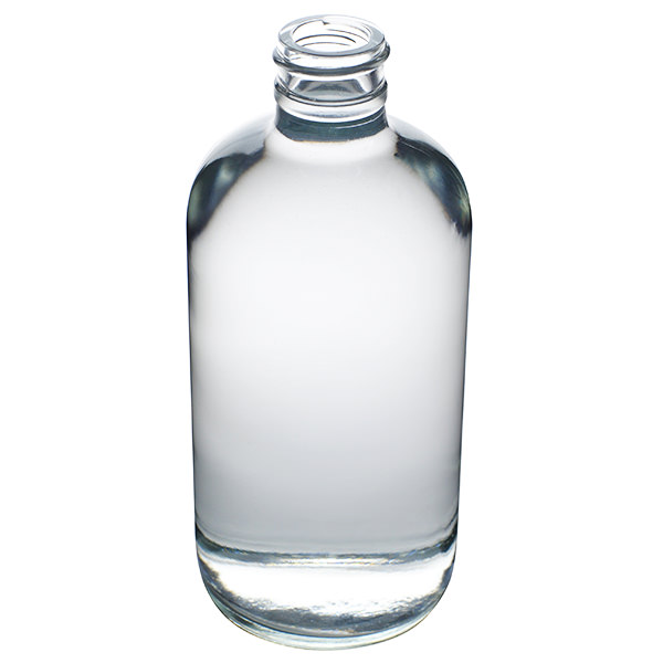 8OZ FLINT BOSTON ROUND GLASS BOTTLE - 24-405 NECK