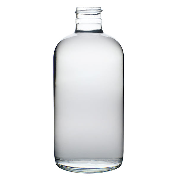 8OZ FLINT BOSTON ROUND GLASS BOTTLE - 24-405 NECK-detail image