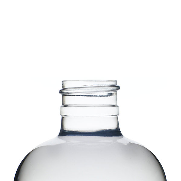 8OZ FLINT BOSTON ROUND GLASS BOTTLE - 24-405 NECK-detail image