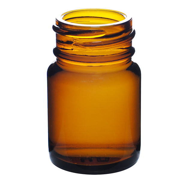15CC AMBER WIDE MOUTH PACKER GLASS BOTTLE - 28-405 NECK